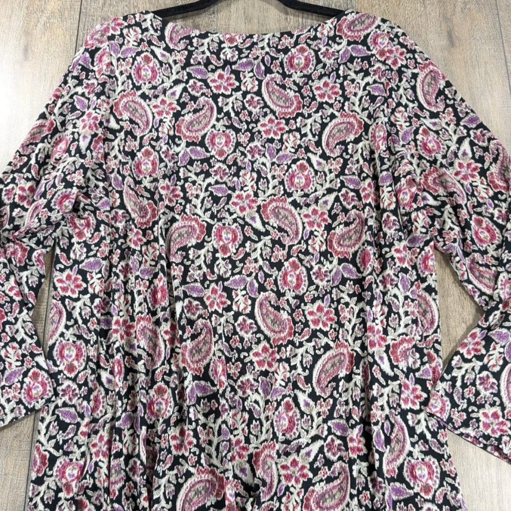 J. Jill Black Pink Purple & White Paisley Print Blouse